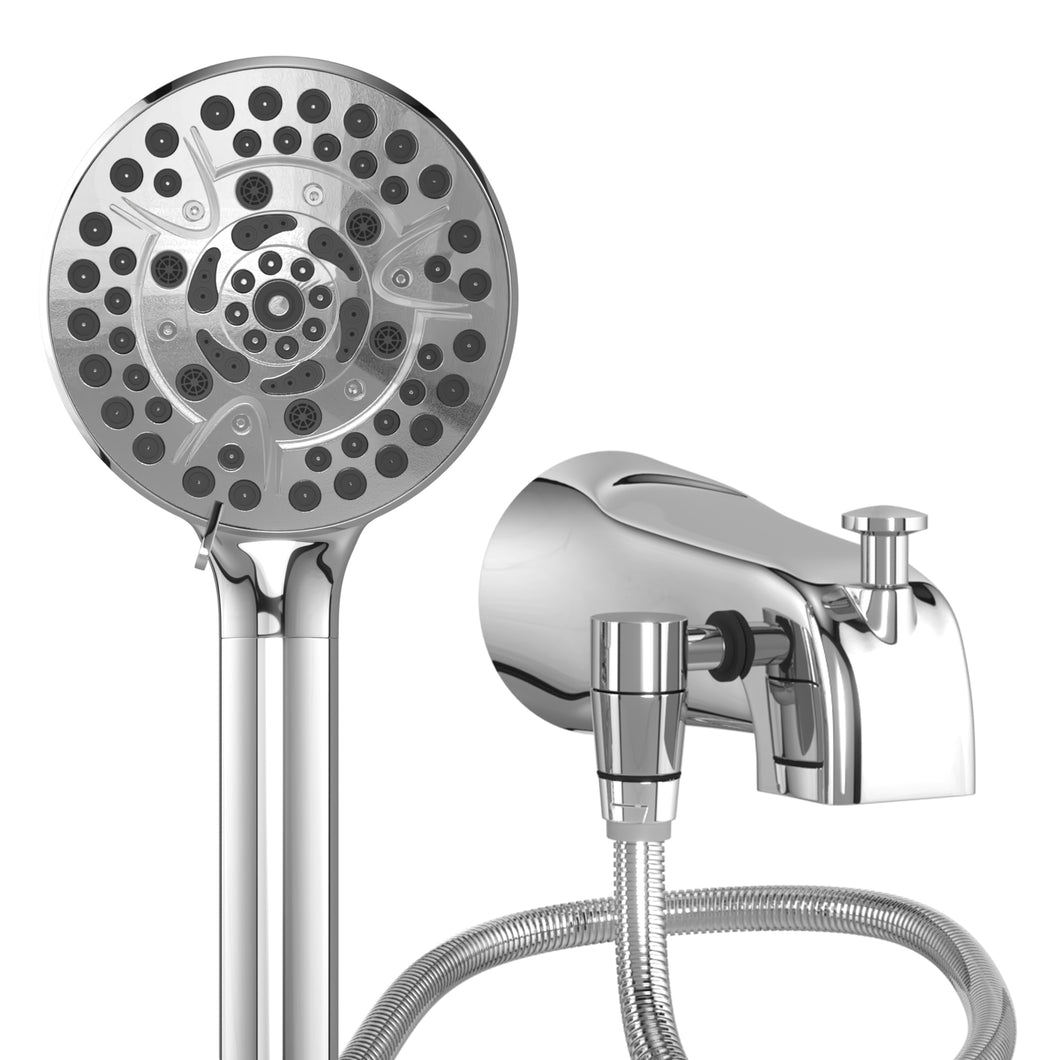 All Metal Tub Spout with Diverter, 10 Settings Hand held Shower, Switch, Bathtub Faucet with Sprayer Chrome